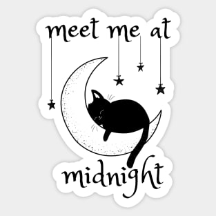 Meet me at midnight. With a cat! Sticker